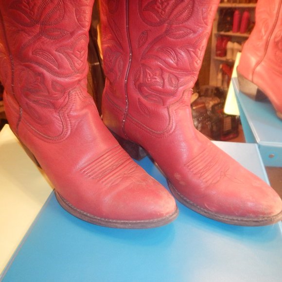 Ariat Heritage Round Toe Red Cowboy Boots - Picture 5 of 15